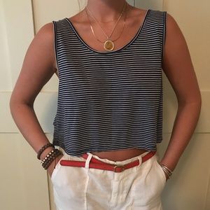 Blue and white striped tank top